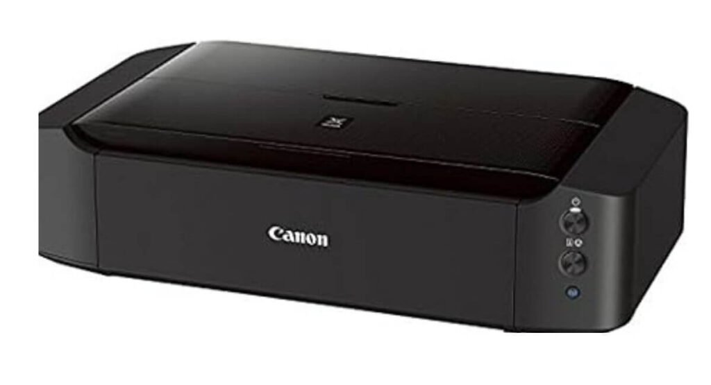 alt="Compact portable Canon Pixma IP8720 printer with minimalist design while highlighting the Most Travel-Friendly Printing Option, surrounded by indoor plants in a cozy home environment with natural light streaming through windows."