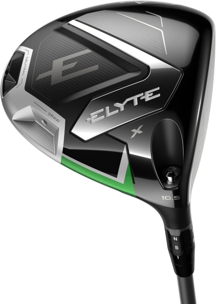 Front view of Callaway Hyper X Driver 10.5° featuring adjustable hosel settings and premium black finish with green highlights