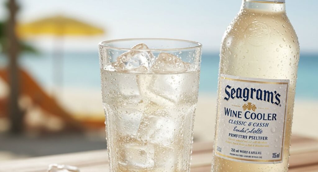 Seagram's Wine Coolers Classic one of The Best Wine Coolers Drinks flavor served over ice with beachfront view
